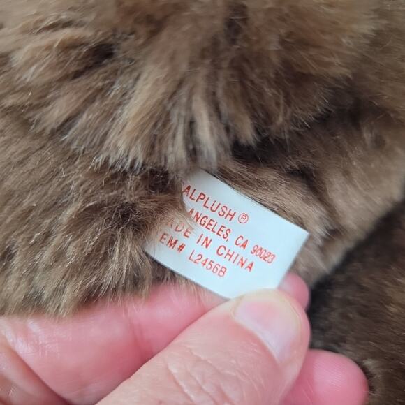 Calplush Brown Bear Plush Grizzly 14" Laying Stuffed Animal Toy Vintage Tags - Picture 4 of 9